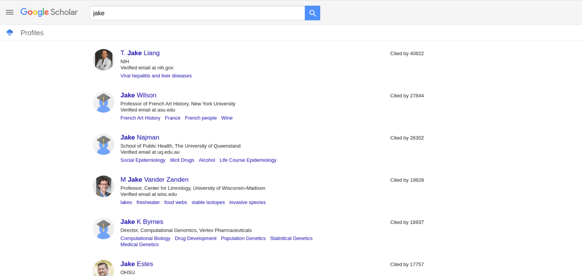 Google Scholar Profiles API example