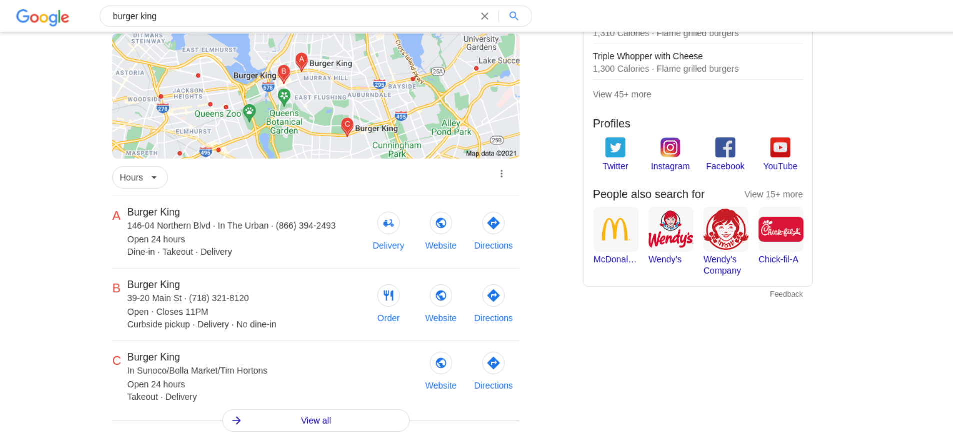 Local Results example