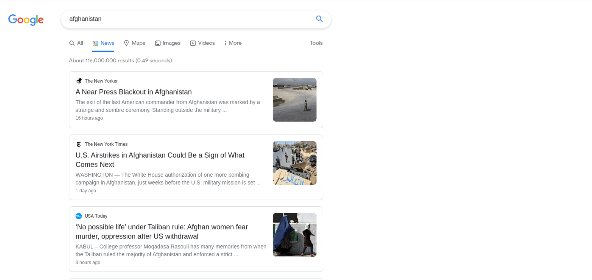 News Results example