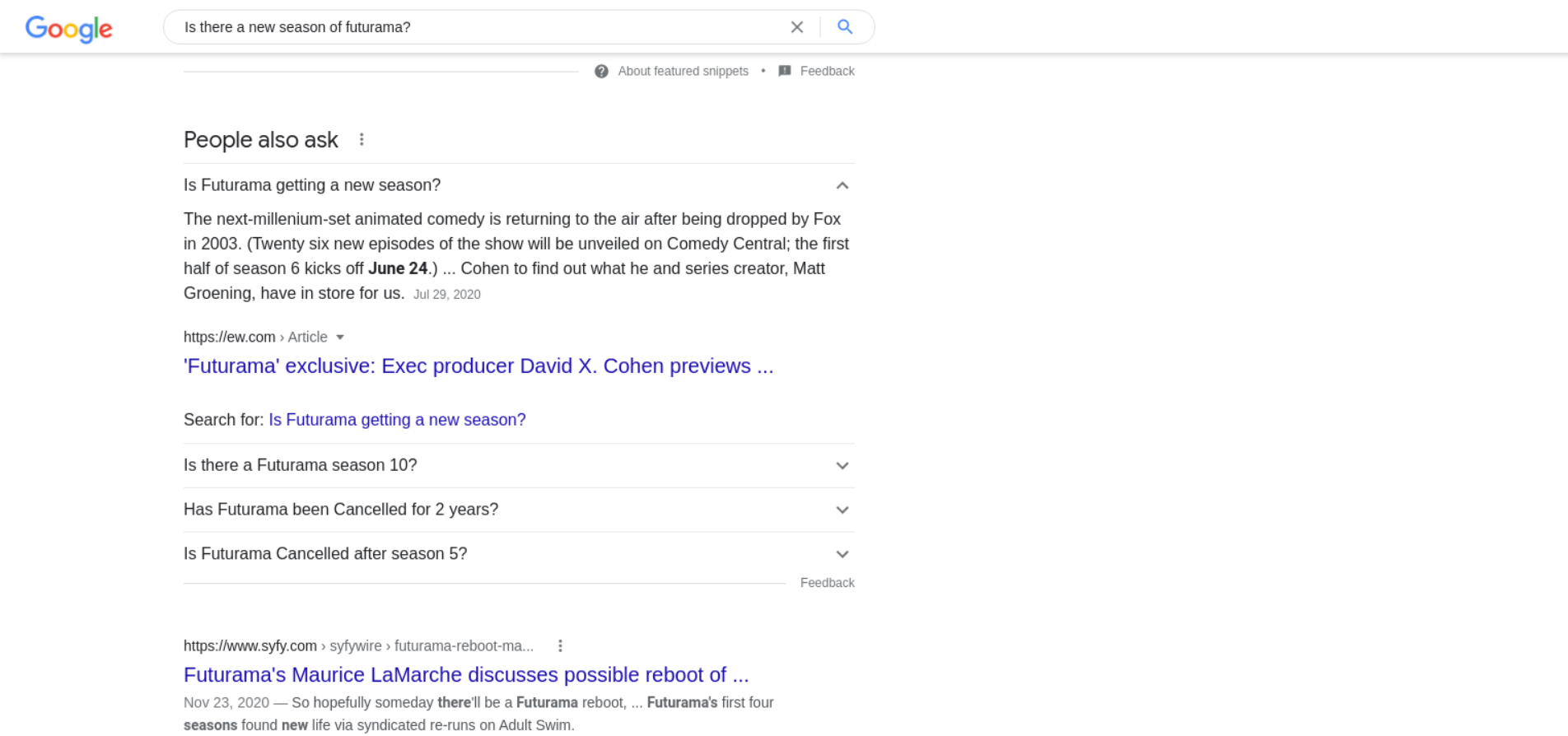 Related Questions Results example