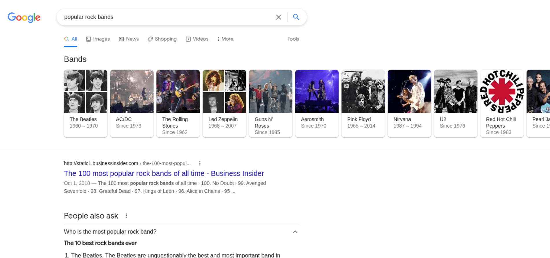 Top Carousel Results example