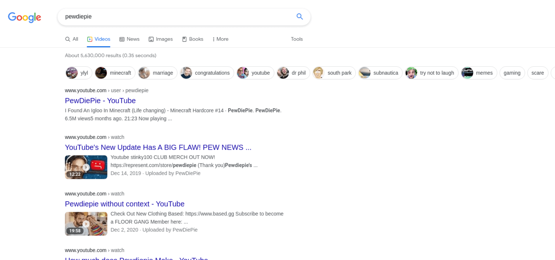 Video Results example